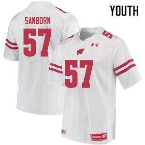 Youth Wisconsin Badgers NCAA #57 Jack Sanborn White Authentic Under Armour Stitched College Football Jersey AD31V08MQ